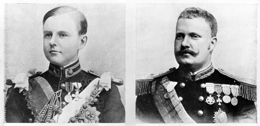 Luís Filipe, Kronprinz von Portugal, Herzog von Braganza und sein Vater, König Carlos I. von Portugal und der Algarve, ca. 1900